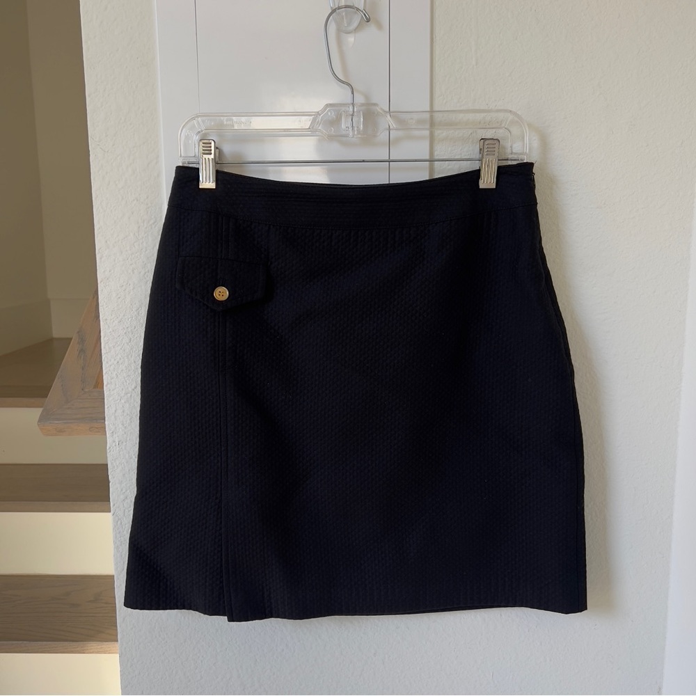 J. McLAUGHLIN Skirt Black Textured A-Line Straight Pencil Lined Career